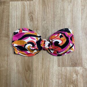 SHADE & SHORE BIKINI TOP STRAPLESS SIZE 34C ABSTRACT PRINT MULTICOLOR UNDERWIRE